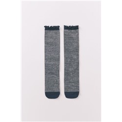 Calcetines largos canalé gris medio