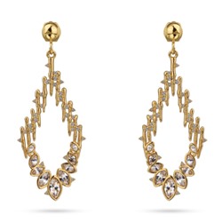 Серьги Ажур (кристаллы SW белые; покрытие золото), Есть комплект