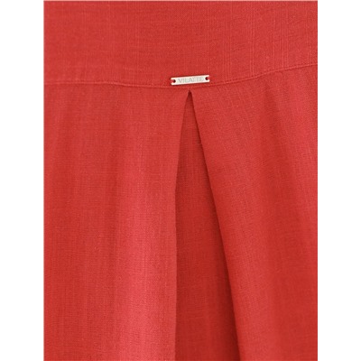 Свободная удлиненная блузка с карманом изо льна с вискозой