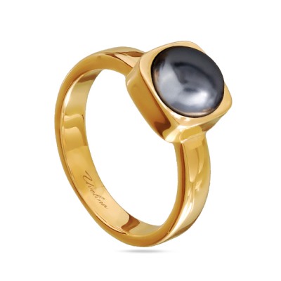 Кольцо Теннис (Майорка темно-серая 8мм; покрытие золото), Есть комплект