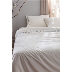 Relief King Size %100 Pamuk Bağlamalı Nevresim Takımı - Ekru/Lacivert