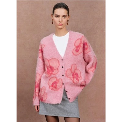 Женский флисовый жаккардовый кардиган