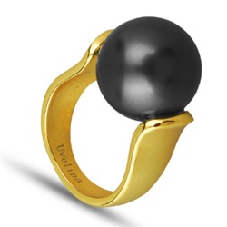 Кольцо (Майорка 16мм черная матовая; покрытие золото), Есть комплект