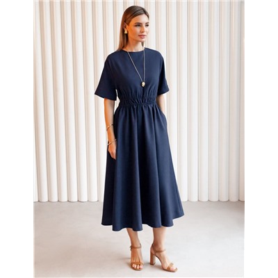 Платье из плотного лиоцелла с поясом на резинке