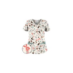 UA Springtime Hop Coffee Bean Print Scrub Top