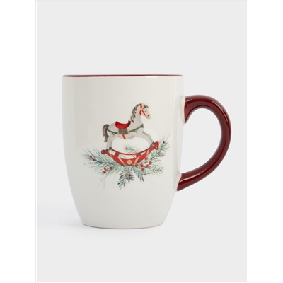 Кружка, 330 мл, керамика D, красная, Лошадка, Festival