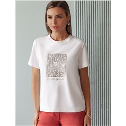 Футболка с авторским принтом из премиального хлопка с эластаном