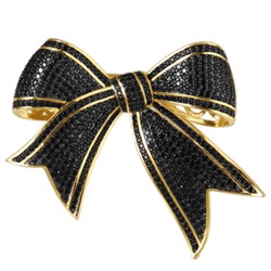 Брошь Бант (фианит черный; покрытие золото), Есть комплект