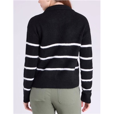 JOHNNY COLLAR THIN STRIPE SWEATER