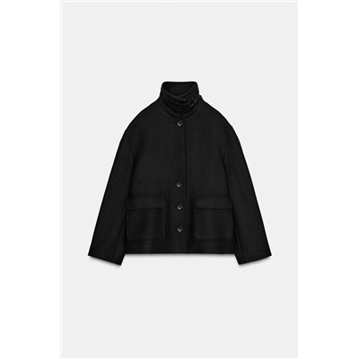 SHORT WOOL COAT WITH HIGH NECK