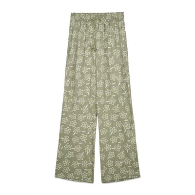 Pantalón largo viscosa flores kaki
