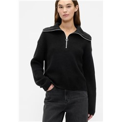 Relaxed Ribbed Quarter-Zip Sweater