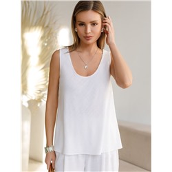 Свободный топ с U-вырезом изо льна с вискозой по косой