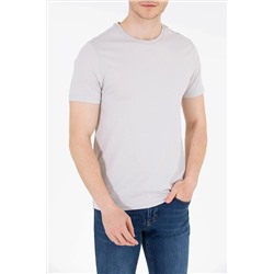 Erkek Gri Basic Bisiklet Yaka Tişört