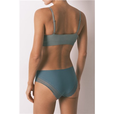 Braga clásica microfibra y encaje verde