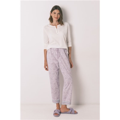 Pantalón largo carrot 100% algodón lila