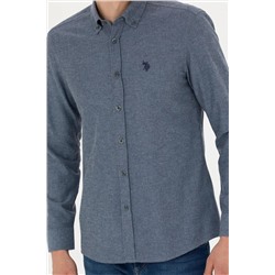 Erkek İndigo Uzun Kollu Basic Gömlek