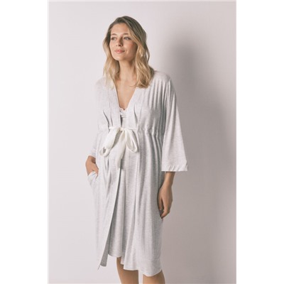 Bata "maternity" cinturón gris