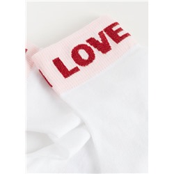 Kurze Socken mit Schriftzug „I love you“
