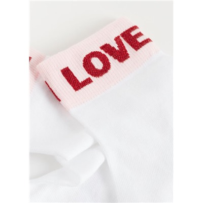 Kurze Socken mit Schriftzug „I love you“
