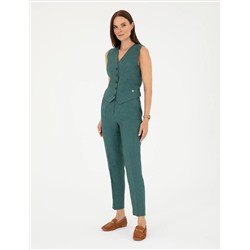 Yeşil Carrot Fit Keten Pantolon
