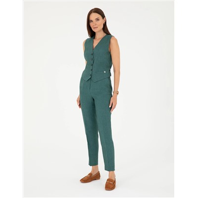 Yeşil Carrot Fit Keten Pantolon