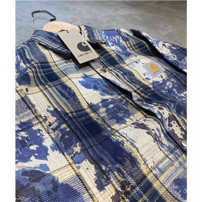 Рубашка в клетку с акварельным рисунком Кархат*т