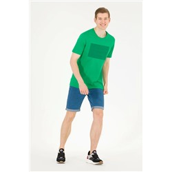 Erkek Yeşil Bisiklet Yaka Tişört