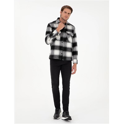 Siyah Comfort Fit Uzun Kollu Oduncu Gömlek