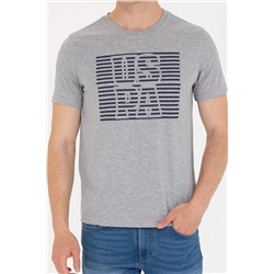 Erkek Gri Melanj Bisiklet Yaka Tişört