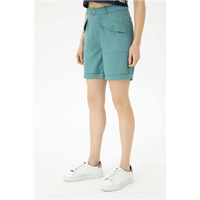 Kadın Mint Dokuma Şort