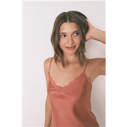 Pijama corto satén naranja