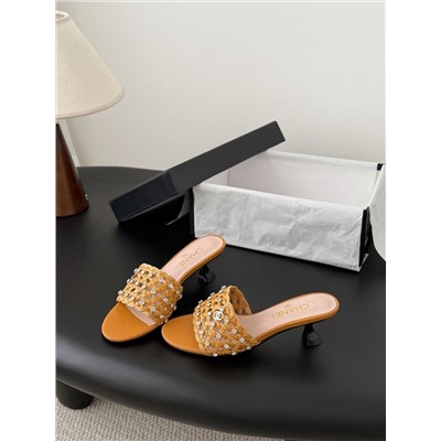 Женские шлепки / мюли  на элегантном каблучке 5 цветов ШАНЕЛ*Ь