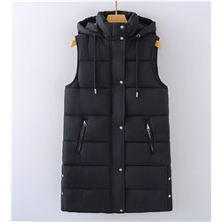 Женский осенне-зимний жилет с капюшоном