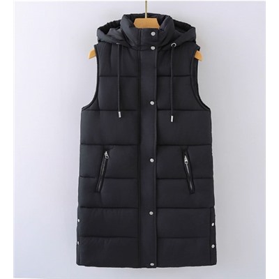 Женский осенне-зимний жилет с капюшоном