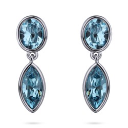 Серьги Эйва (кристаллы SW аквамарин; покрытие родий), Есть комплект