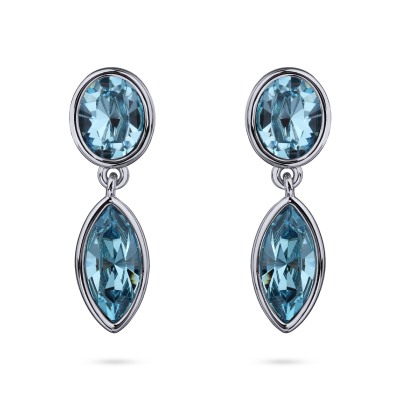 Серьги Эйва (кристаллы SW аквамарин; покрытие родий), Есть комплект