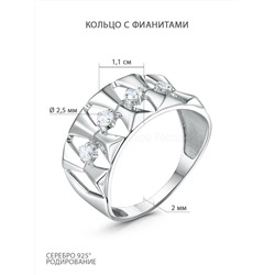 Серьги из серебра с фианитами родированные 3101028498