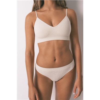 Tanga sin costuras animal print beige
