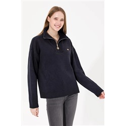 Kadın Lacivert V - Yaka Kazak