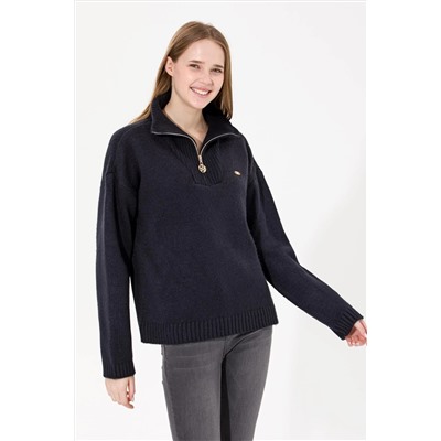 Kadın Lacivert V - Yaka Kazak