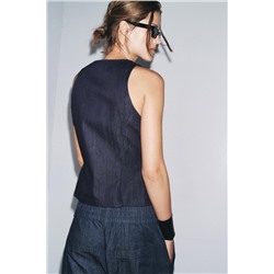 ZW COLLECTION DENIM ZIP-UP TOP