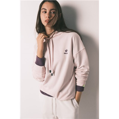 Sudadera capucha felpa algodón rosa