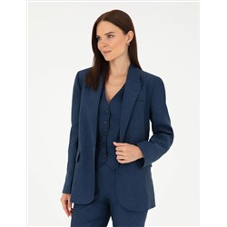 Lacivert Regular Fit Keten Ceket