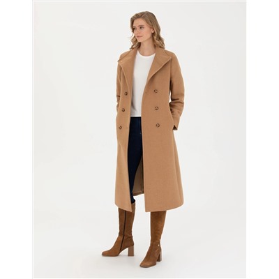 Bej Slim Fit Kaşe Kaban