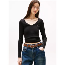 Tommy Jeans Rib-Knit V-Neck T-Shirt