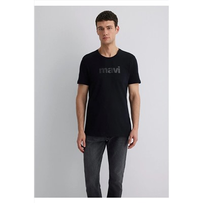 Mavi Logo Baskılı Siyah Tişört Slim Fit / Dar Kesim 065199-900
