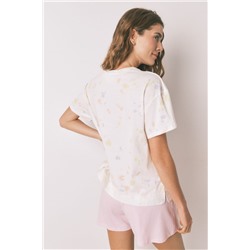 Pijama corto algodón blanco y rosa Snoopy