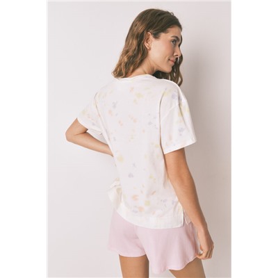 Pijama corto algodón blanco y rosa Snoopy