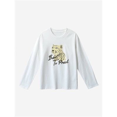 Женский лонгслив с эффектным принтом  МО*КО